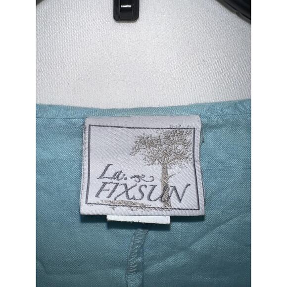 La Fixsun Linen Pullover Womens Medium Blue Asymmetric Hem Lightweight Top USA - Picture 3 of 6